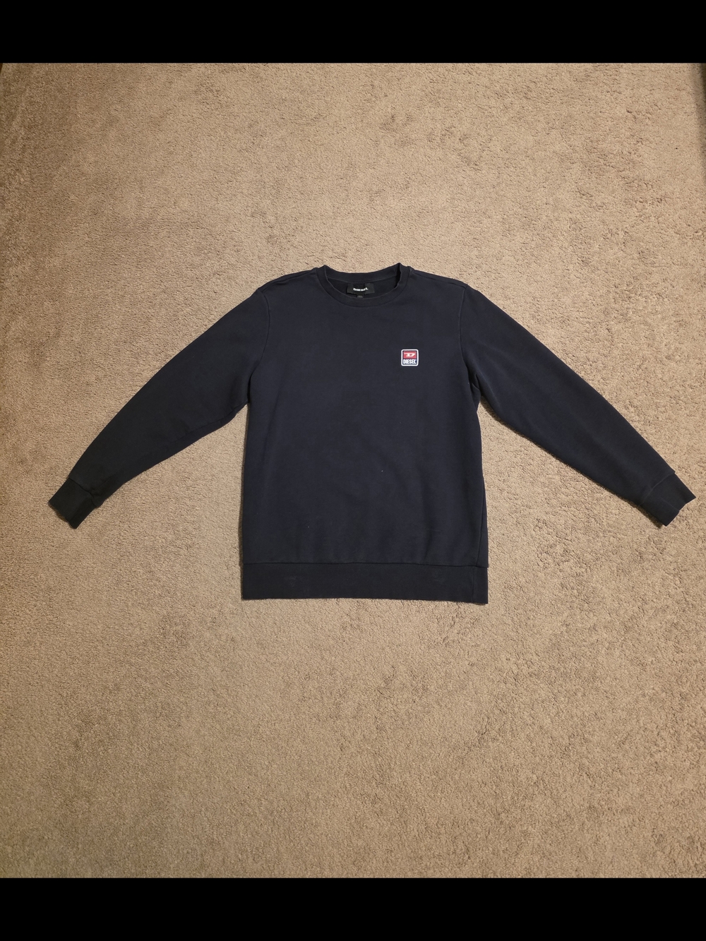 Diesel Navy Blue Crewneck Sweatshirt with Small Chest Patch